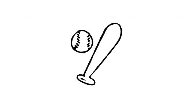 4K hand drawn baseball glove pop-up icon featuring boiling line animation. Frame by frame line art on black and green screen backgrounds for leather mitt, catcher gear, sports practice.