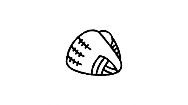 4K hand drawn baseball glove pop-up icon featuring boiling line animation. Frame by frame line art on black and green screen backgrounds for leather mitt, catcher gear, sports practice.