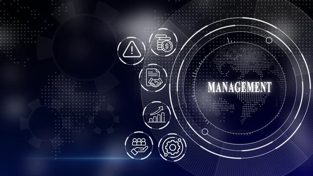 Modern digital icons with globe and security symbols on tech background
