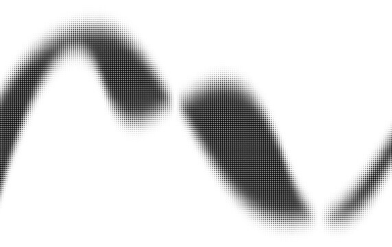 Dynamic halftone dotted wave, monochrome abstract line, ribbon pattern. Curved fluid line with halftone design effect. Backdrop, background pattern. Overlay texture. Vector abstract background. PNG.