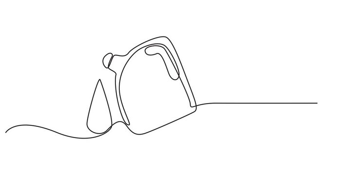 Car Engine Oil, Car Service line icon continuous one line drawing, Continuous line of oil jerry cans animation, Motor lubricant dispenser continuous one line drawing minimalism design, Continuous line