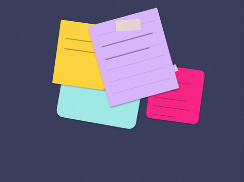 Colorful stack of blank sticky notes with lines isolated background