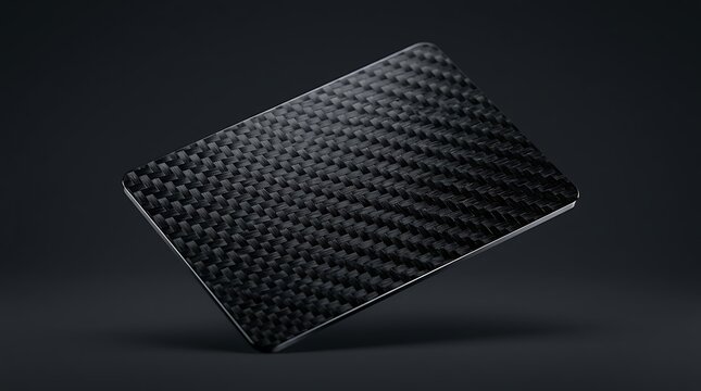 Blank Black Carbon Fiber Card Floating Mockup Dark Background