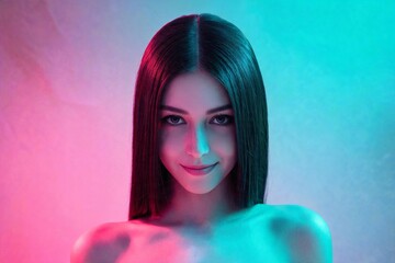 Fototapeta premium Contemporary Gel-Lit Fashion Editorial Portrait