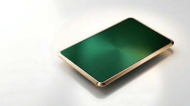 Blank Emerald Green Brushed Metal Card Mockup with Gold Frame