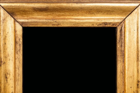 Worn gold leaf on antique picture frame corner, heritage and preservation concept
