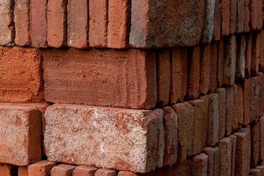 Red brick building construction material, red brick background