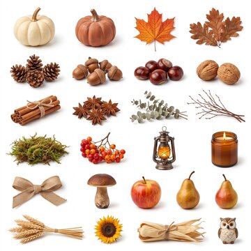 Premium Autumn and Halloween Clipart Collection Isolated on White