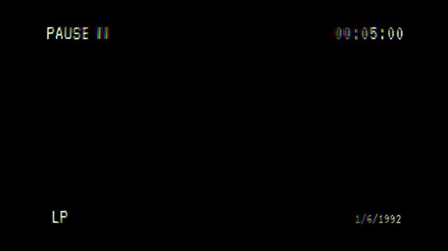 4k Vintage Pausing VHS artifacts effect overlay, Glitches error from an old tape. No signal tv glitch effect. 4k Video alpha channel