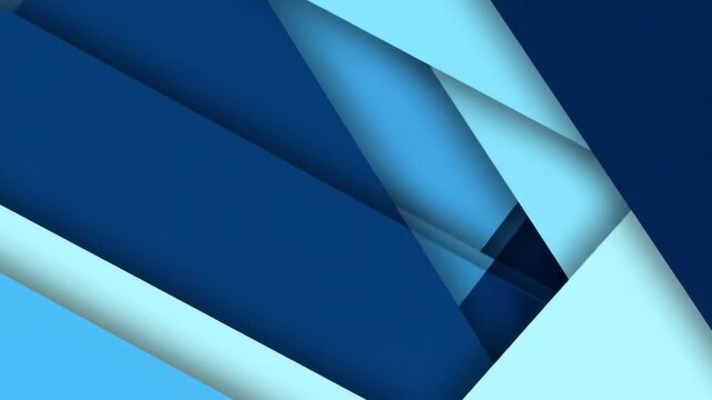 Minimalist abstract background featuring layered overlapping geometric shapes in shades of blue with subtle shadows.