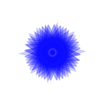 Blue abstract geometric spirograph flower on transparent PNG
