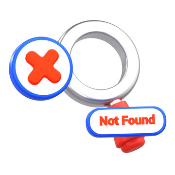 3D Search Not Found Error Icon
