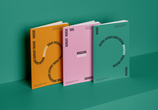 Standing Three Magazine Mockups
