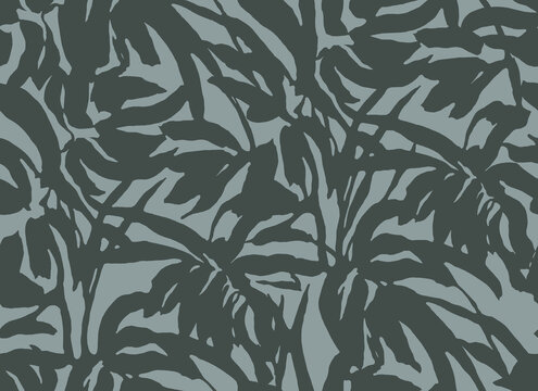 Abstract palm leaf pattern in muted green tones with a subtle textured background representing organic growth
