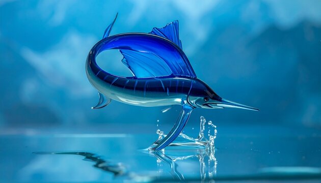 Abstract blue marlin fish sculpture in water with sculpture abstract wildlife predator billfish atlantic tropical