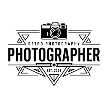 Photography Logos, Badges and Labels Design Elements set. Photo camera vintage style objects, retro vector illustration.