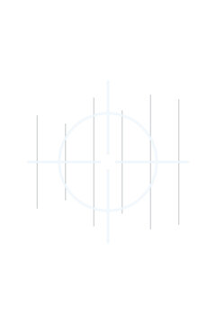 AI sentient weapon targeting with machine code ring. Isolated transparent PNG crosshair overlay for Photoshop and video.