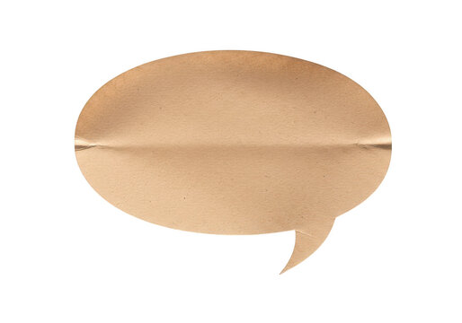Beige speech bubble icon with a textured paper look