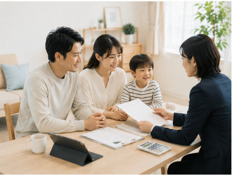 学資保険,教育資金,教育費,子どもの将来,保険,生命保険,貯蓄,積立,資産形成,資産運用,家計管理,ライフプラン,マネープラン,ファイナンシャルプランナー,保険相談,保険代理店,教育費準備,大学資金,進学資金,子育て,育児,家族,親子,赤ちゃん,新生児,幼児,日本人女性,日本人男性,夫婦,共働き,保護者,子ども,将来設計,ライフイベント,相談,契約書,書類,電卓,ノートパソコン,笑顔,安心,住宅ロ