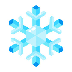 Fototapeta premium Large flat blue snowflake symbol representing freezing winter weather.