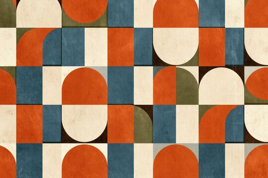 Mid century modern geometric pattern abstract retro art background