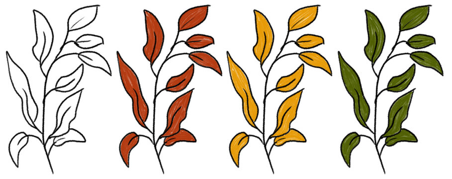 The collection features various plants symbolizing the different seasons, set against a transparent background. Each plant is distinguished by its own unique colors and shapes.