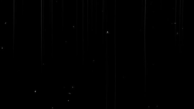 Noise, dirt, dust, scratches and grain on old damaged film surface. Old film look, tv signal with white vertical bad interference, TV Static Interference Background 4K Video. Screen mode usage for ove