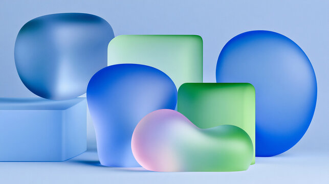 Abstract 3D Jelly Shapes with Podium for Product Display