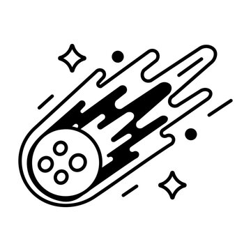 Glyph fiery meteor flying through space with a glowing orange trail.