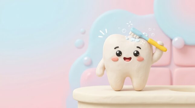 Cute white puppy sitting on soft pink background.