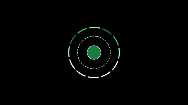 Minimalist digital loading hud ring with green circle animation spinning no background.