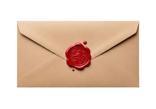 Vintage brown paper envelope with a red wax seal