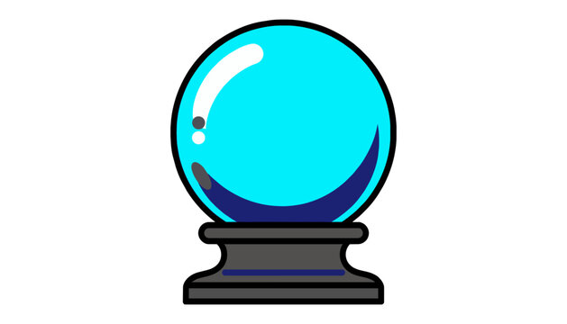 Magic crystal ball on a dark stand for future prediction