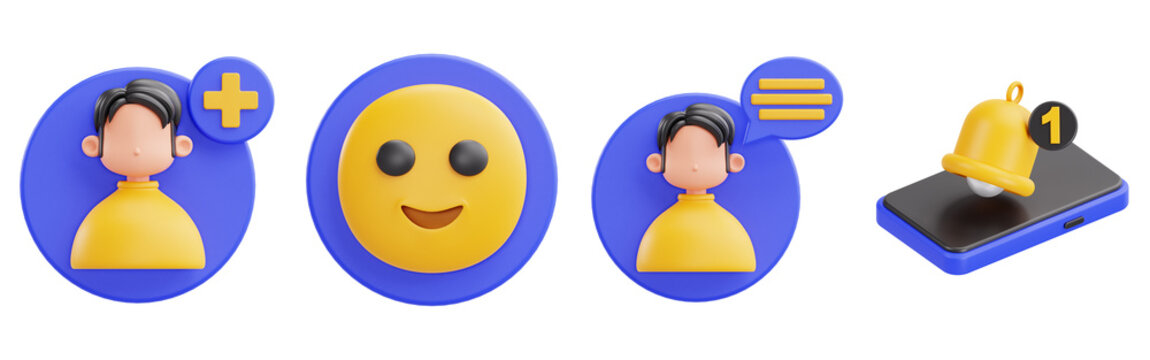 3D Social Media User Interface Icons Collection