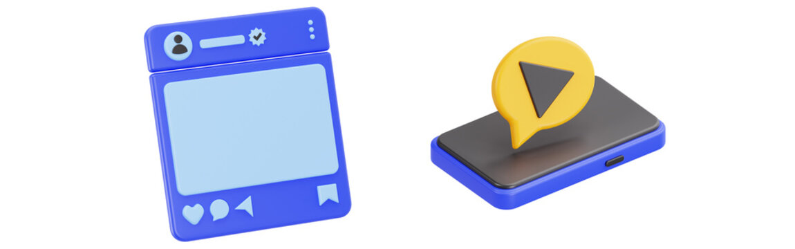 3D Social Media Promotion and Video Communication Icons