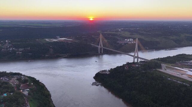 Where Three Countries Meet: Sunset Over the Paran&aacute;&ndash;Iguaz&uacute; Confluence