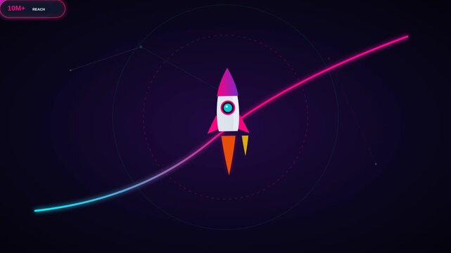 Digital Marketing Rocket Launching with Viral Success and High Social Media Reach Motion Graphic