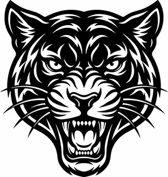 Black and white tiger head illustration