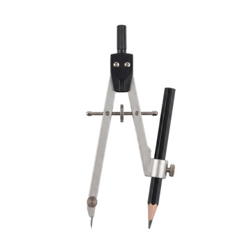 Precision drawing compass with pencil for geometric shapes and technical drafting