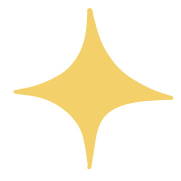Yellow Sparkle Star Shape Cute Flat Illustration
