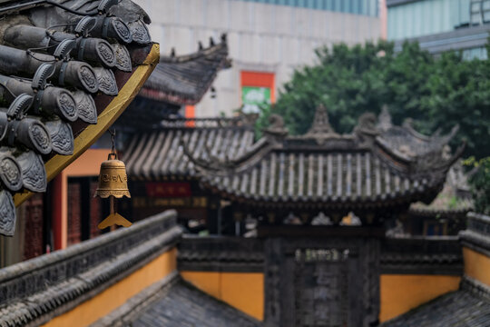 Luohan Temple Center, Chongqing - Ancient Chinese Architecture with Golden Bell