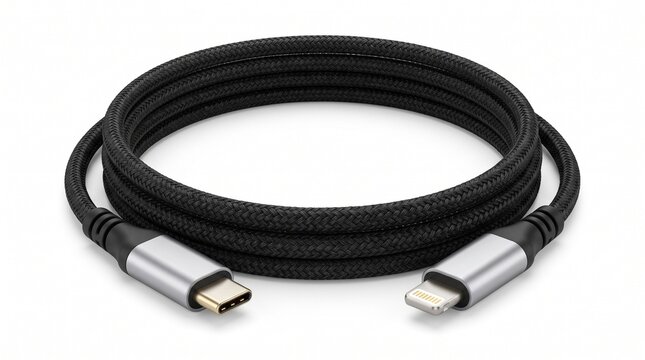 Charging cable on white background