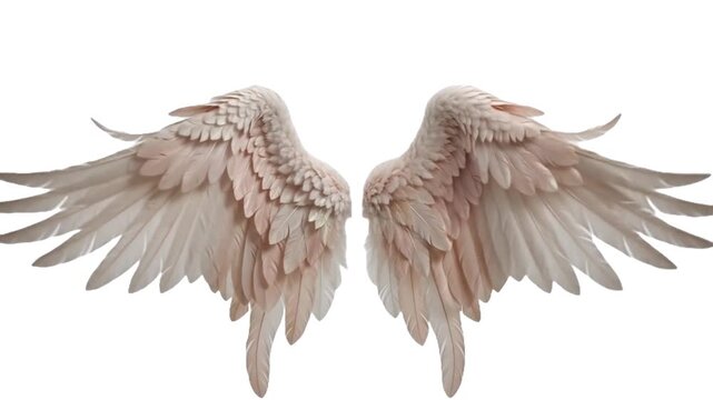 Elegant Beige Angel Wings Flapping Animation Isolated on Transparent Background
