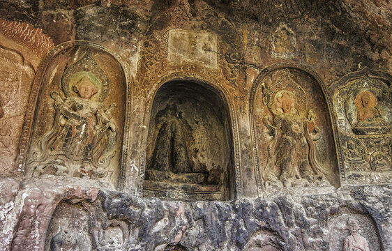 Ancient Buddha Niches in Historic Mountain Grottoes