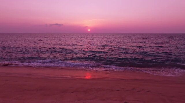 Beautiful sky sunset or sunrise over sea Beautiful wave Amazing light twilight sky sunset. Cinematic footage beautiful light of nature seascape Landscape