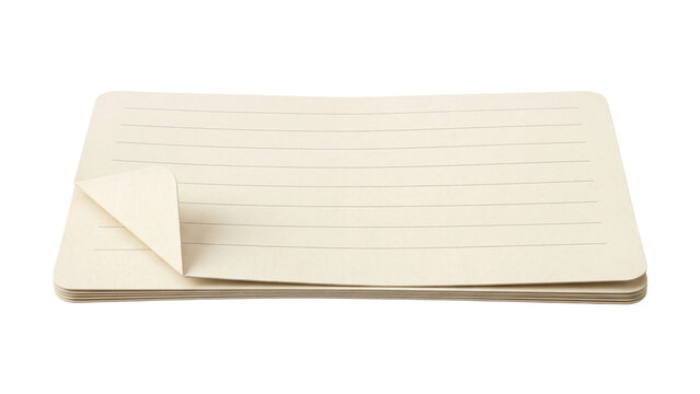 lined notebook with folded corner isolated PNG, open paper pad on transparent background