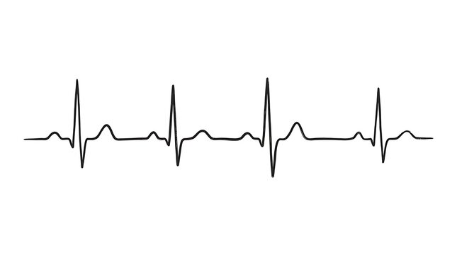 Black heartbeat line icon representing a normal human pulse rhythm for medical health and cardiology design