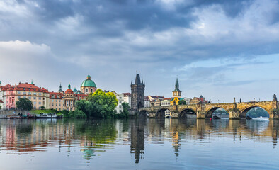 Naklejka premium Charles Bridge Prague Czech Republic Historic Landmark