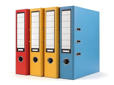 Colorful hanging file folders on shelf