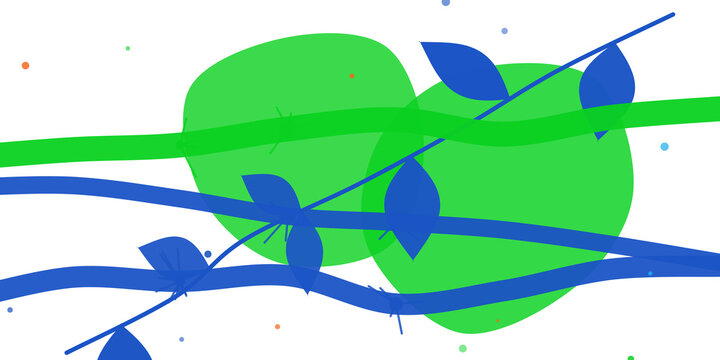 Vibrant blue branch vector with green circular elements